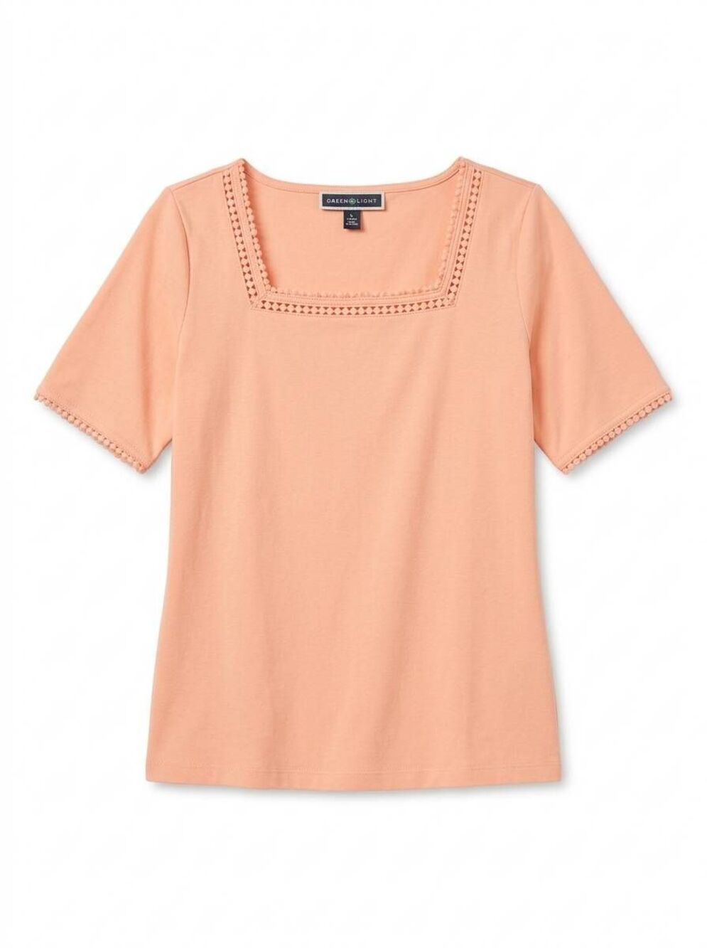 🔺️Karen Scott Peach Square Neck Short Sleeve Top Large